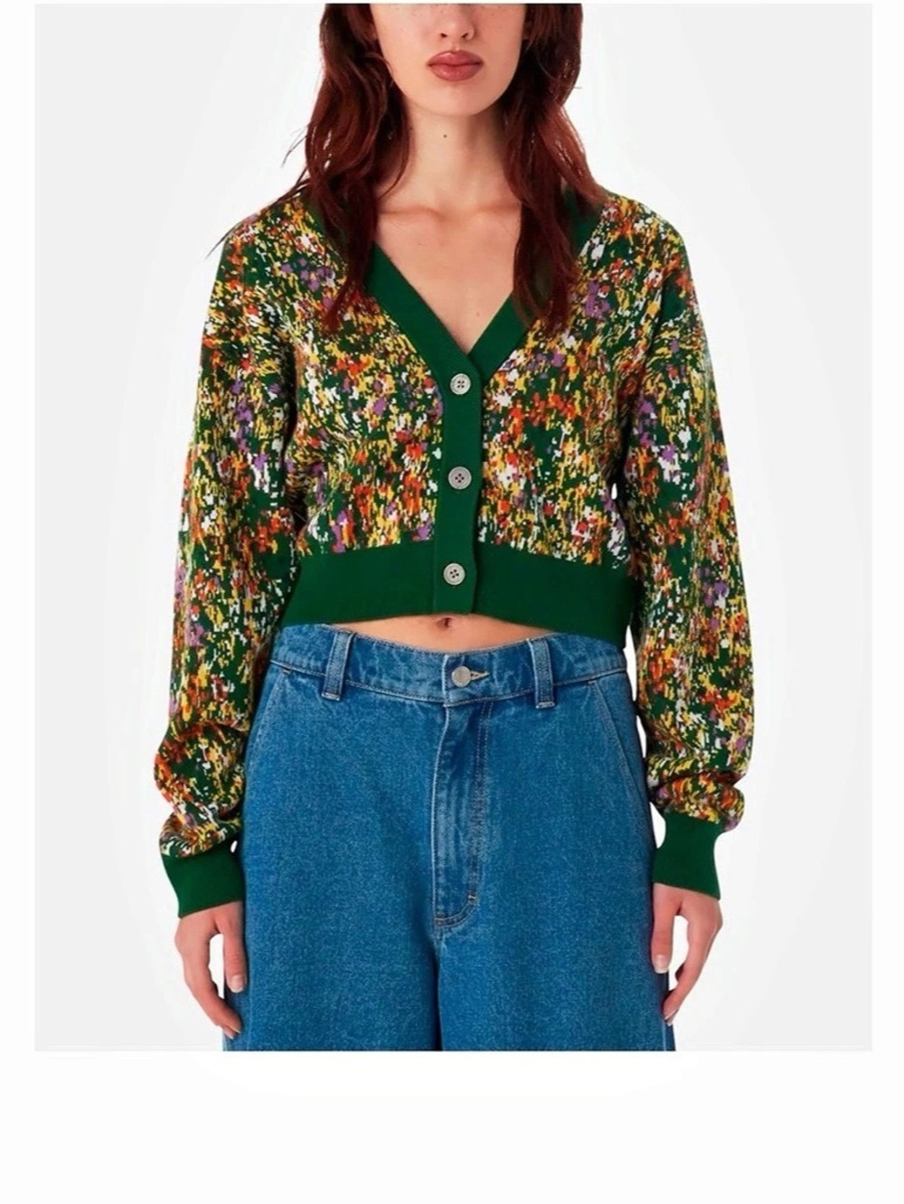 OBEY Arctic Garden Cardigan Floral Cardigan in Green & Multicolor Size XS NWT